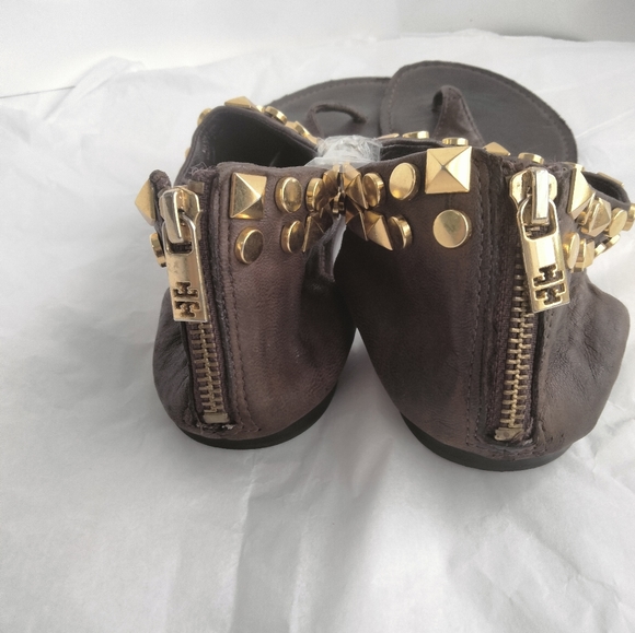 Tory Burch brown gladiator gold stud sandal size 7.5M - Picture 15 of 15